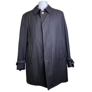 Vintage Nolleys Mens Black Trench Coat‎ Size L Timeless Elegant Hong Kong Style